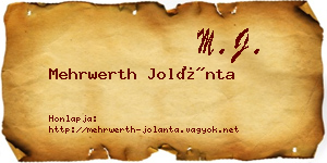Mehrwerth Jolánta névjegykártya